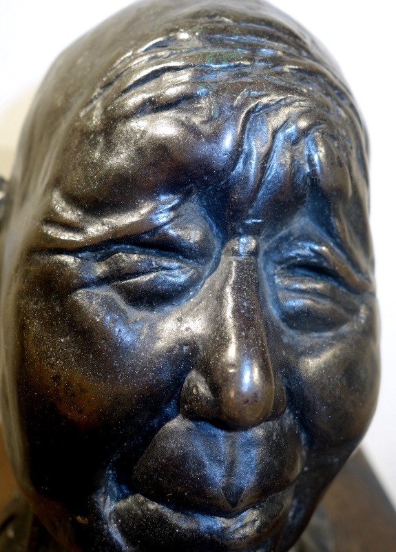 "chinese Head" Bronze By Gérard Pestarque -photo-3