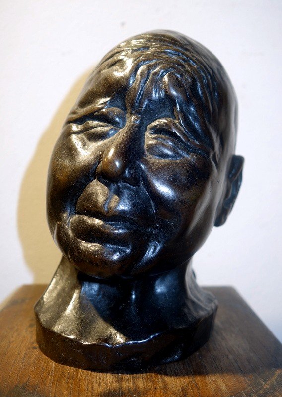 "chinese Head" Bronze By Gérard Pestarque 