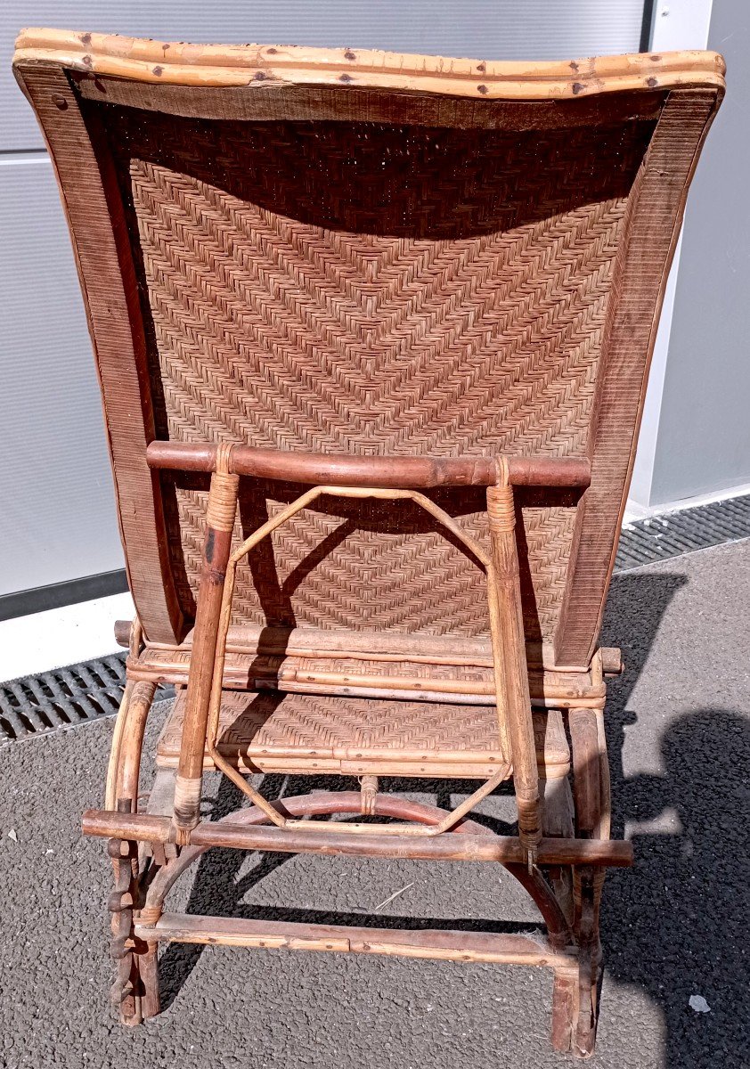 "CHAISE LONGUE " Bambou, Bois  et Rotin ...1900/1920-photo-2