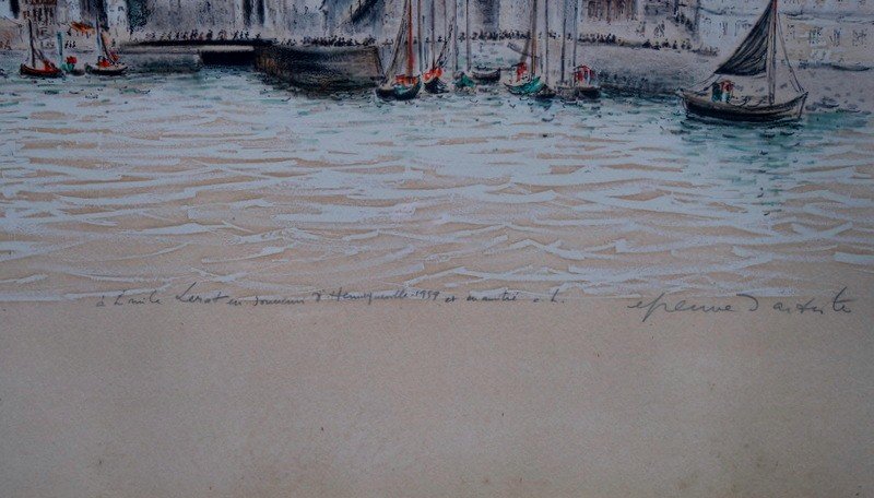 " Le PORT d'HONFLEUR" Lithographie d'André HAMBOURG-photo-4