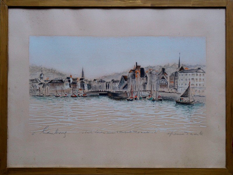 " Le PORT d'HONFLEUR" Lithographie d'André HAMBOURG