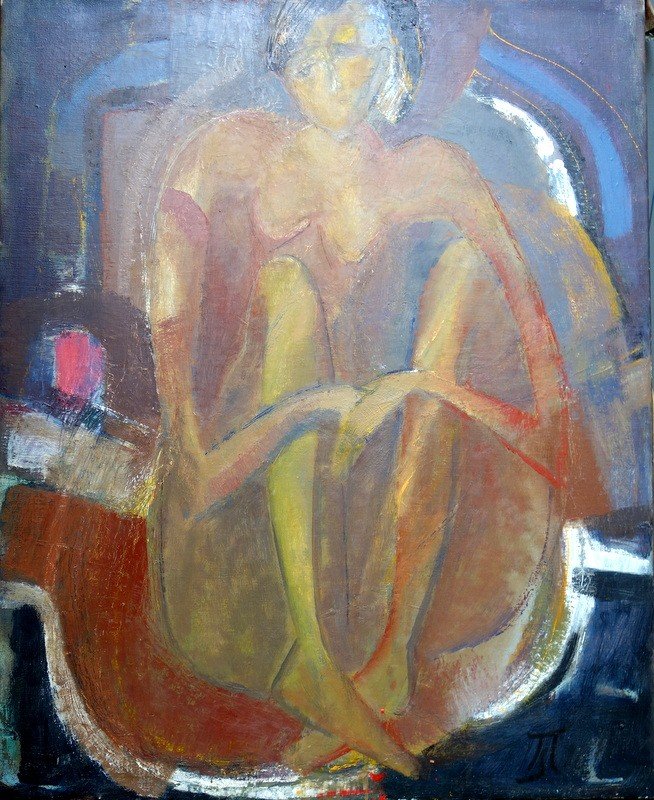 "FEMME NUE ASSISE " par Paul RADULESCU vers 1990