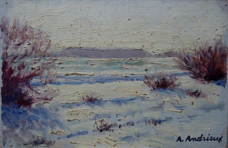 "NEIGE en BORD de LOIRE" par Alfred ANDRIEUX ..Janvier 1941