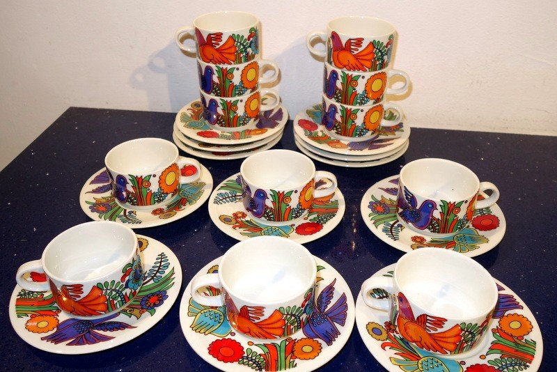 "service A Cafe Acapulco" 12 Pieces, Villeroy And Boch Circa 1970-photo-3