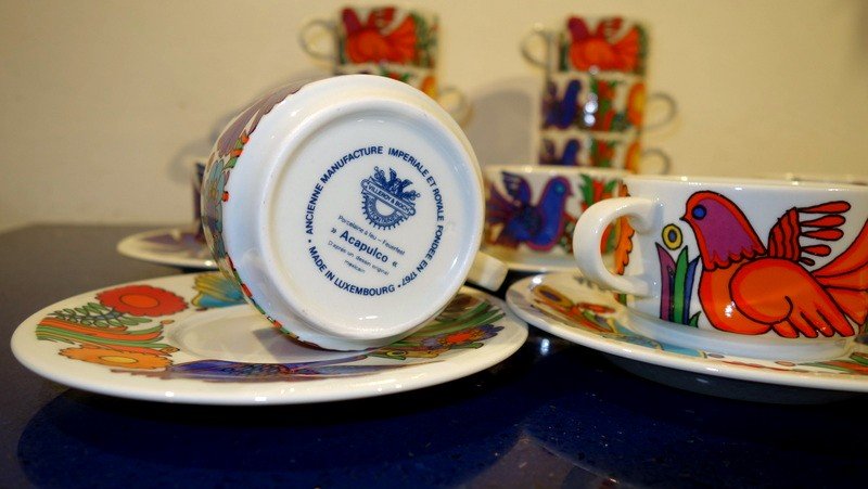 "service A Cafe Acapulco" 12 Pieces, Villeroy And Boch Circa 1970-photo-4