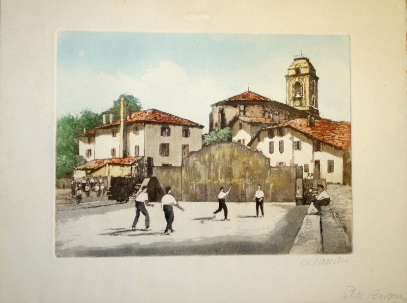 "basque Pelote In Urrugne" Engraving By Leandri 