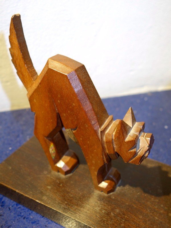 Bookends "dog And Cat" In Wood .....art Deco-photo-2