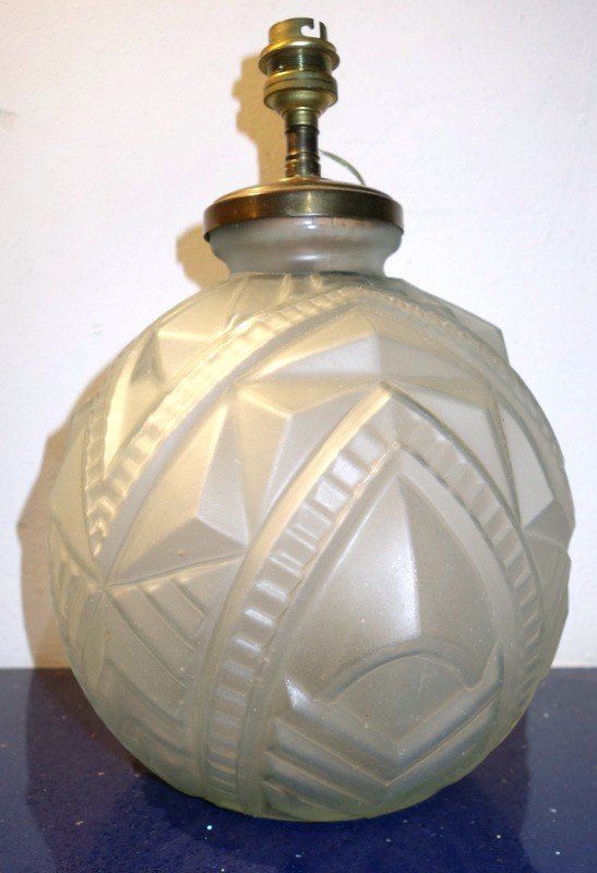 "molded Glass Vase" Mounted As A Lamp...art Deco-photo-2