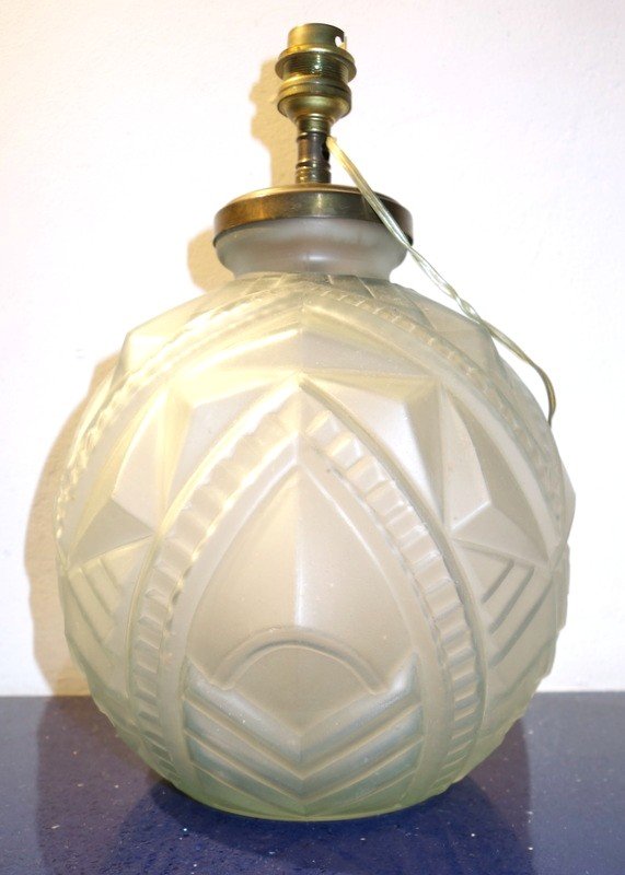 "molded Glass Vase" Mounted As A Lamp...art Deco-photo-3