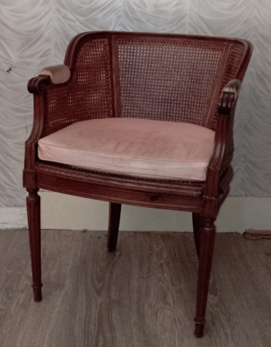 "FAUTEUIL de BUREAU Canné" Style Louis XVI ..Fin du 19 éme Siécle