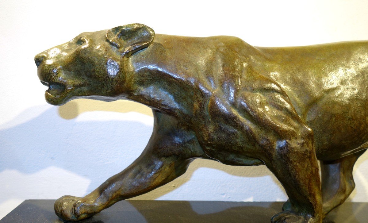 "La LIONNE" Bronze par Charles RUCHOT vers 1930-photo-2