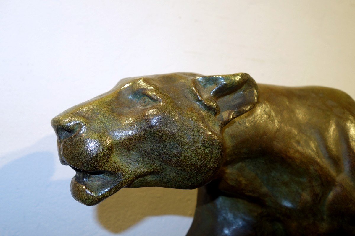 "La LIONNE" Bronze par Charles RUCHOT vers 1930-photo-3