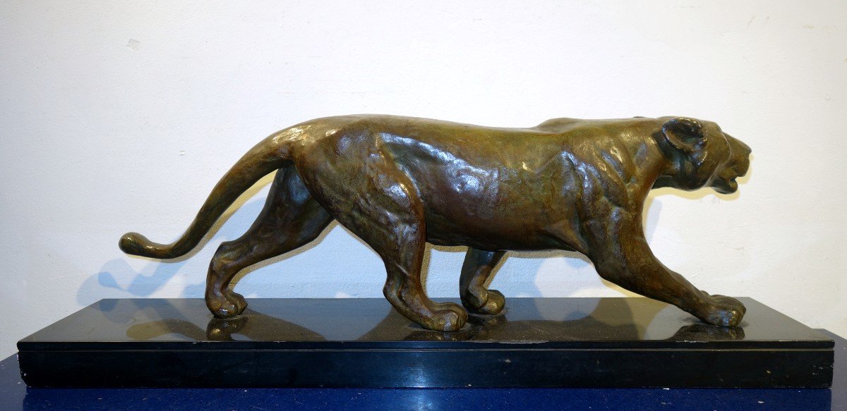 "La LIONNE" Bronze par Charles RUCHOT vers 1930-photo-2