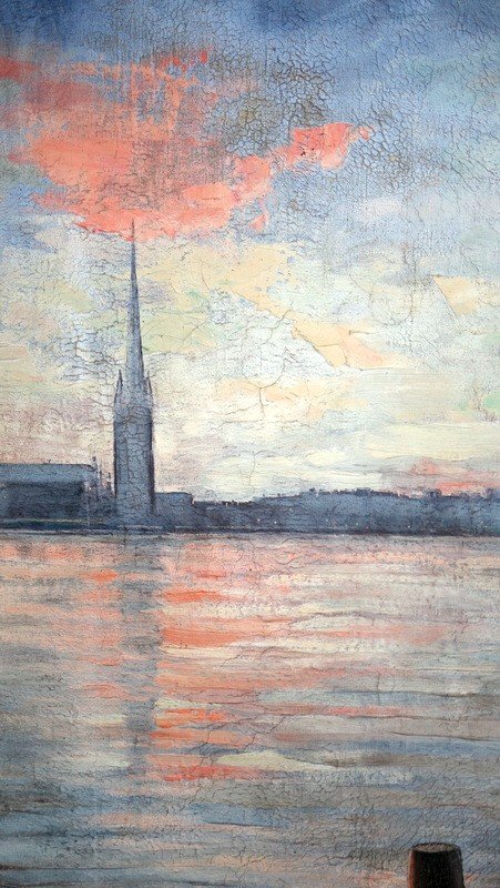 "saint Michael At Sunset" By R.barroux ..bordeaux Circa 1950-photo-2