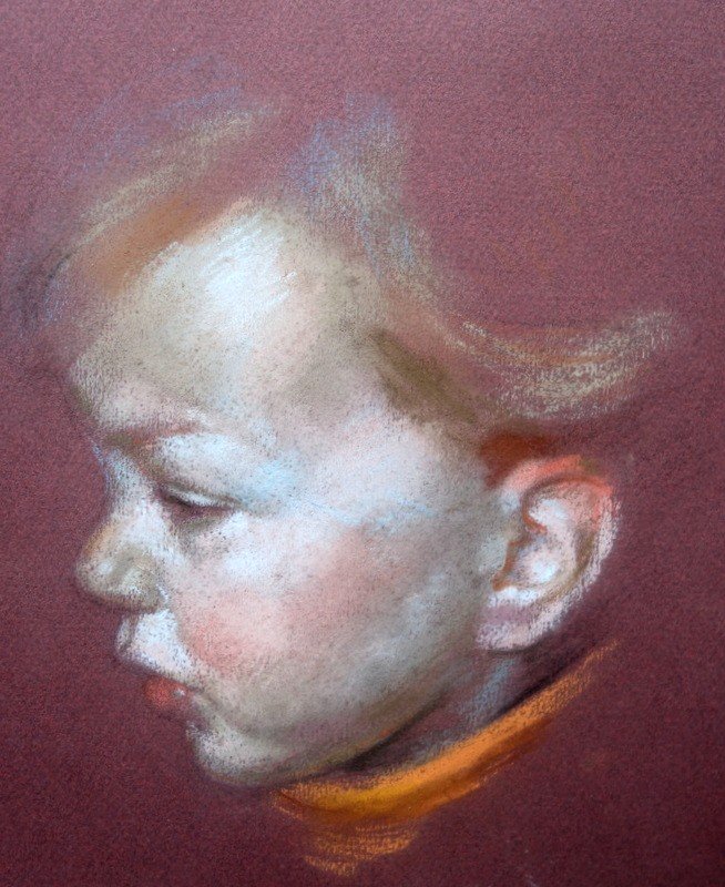 "portrait Of A Child" Pastel By Peter Wardle ...1984-photo-3