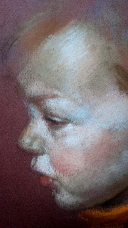 "portrait Of A Child" Pastel By Peter Wardle ...1984-photo-4