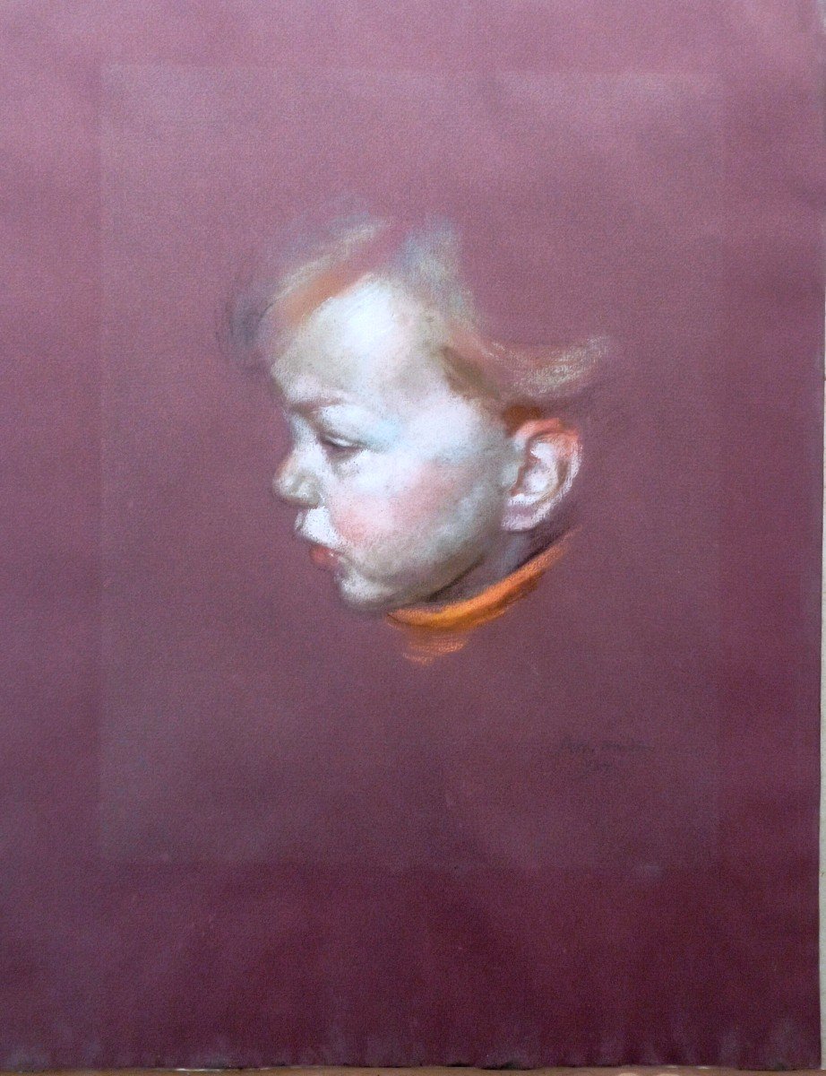 "portrait Of A Child" Pastel By Peter Wardle ...1984-photo-2