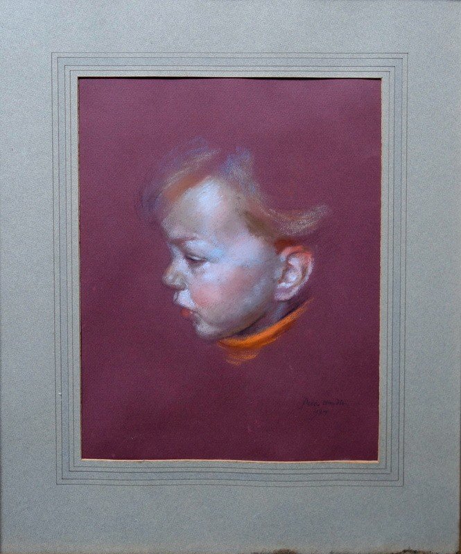 "portrait Of A Child" Pastel By Peter Wardle ...1984