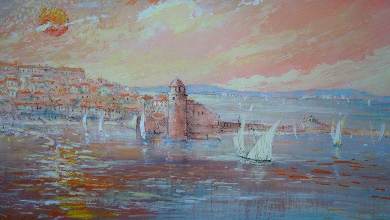 "SOLEIL COUCHANT a COLLIOURE" par Michel GRAVEY ..1988-photo-3