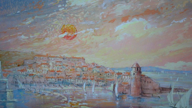 "SOLEIL COUCHANT a COLLIOURE" par Michel GRAVEY ..1988-photo-4