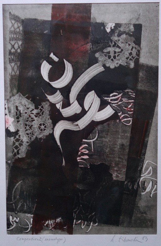 "composition 1" Monotype By Hamid Tibouchi (algerian) ...1983-photo-2