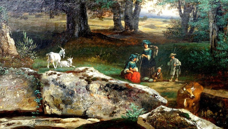 Large "pastoral Scene" By Joseph Latour Circa 1850-photo-3