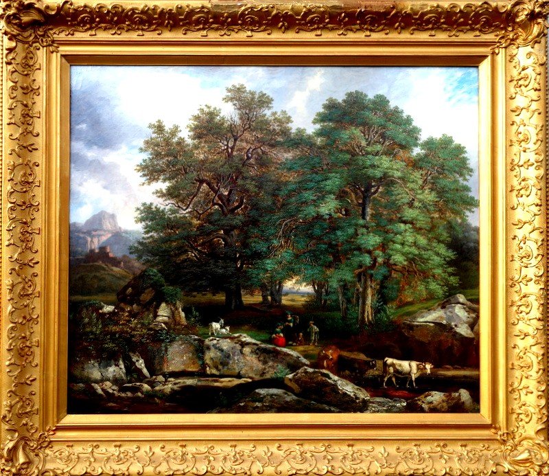 Large "pastoral Scene" By Joseph Latour Circa 1850