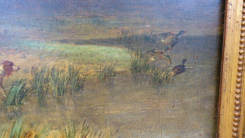 "Le CHASSEUR de CANARDS" Grand Tableau vers 1890/1900-photo-1