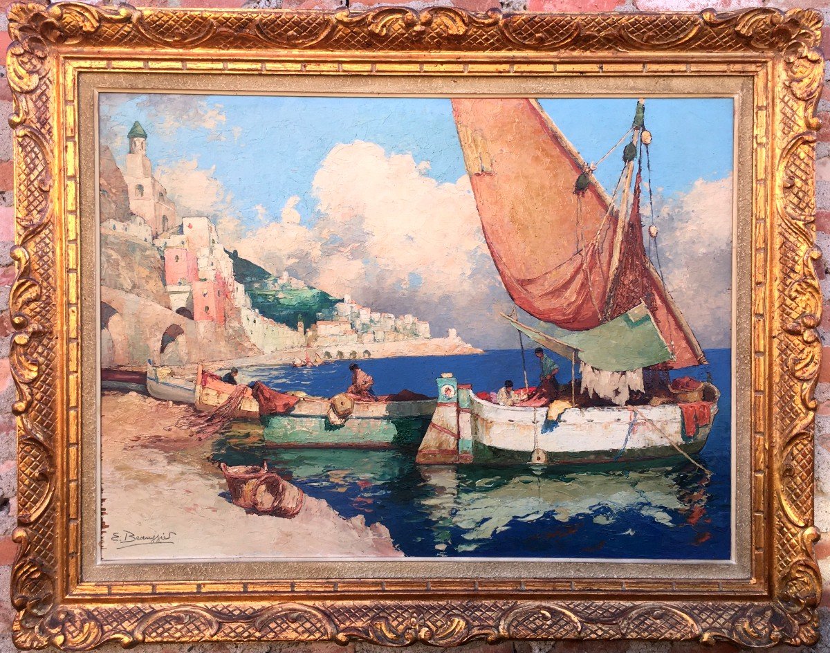 "fishermen In Amalfi" By Emile Beaussier Circa 1920/30