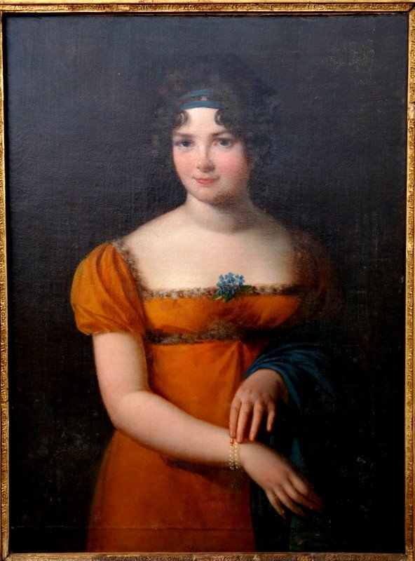 Grand Portrait EMPIRE  "JEUNE FEMME" ..Début 19 éme Siécle-photo-2