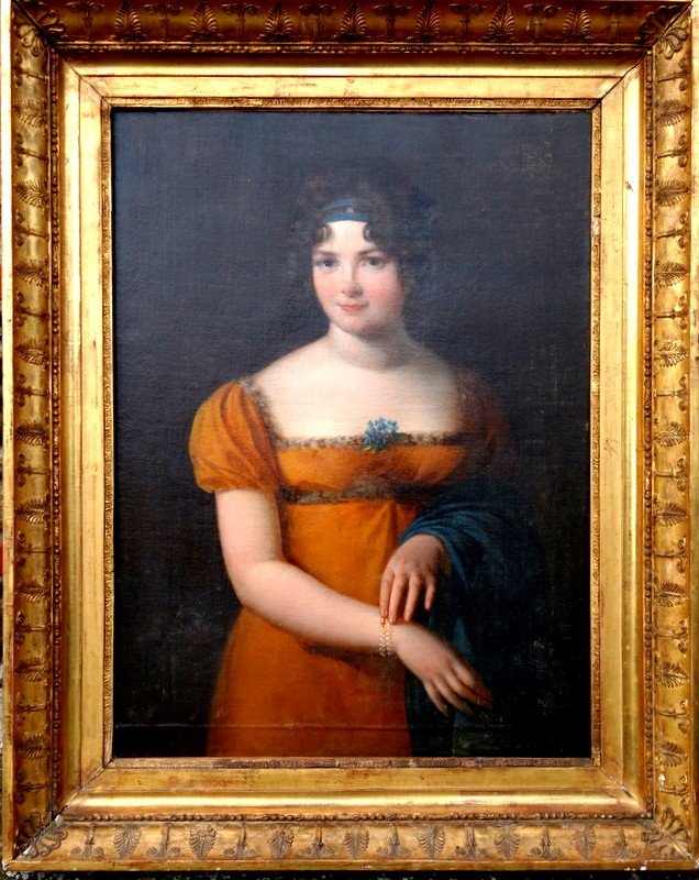 Grand Portrait EMPIRE  "JEUNE FEMME" ..Début 19 éme Siécle