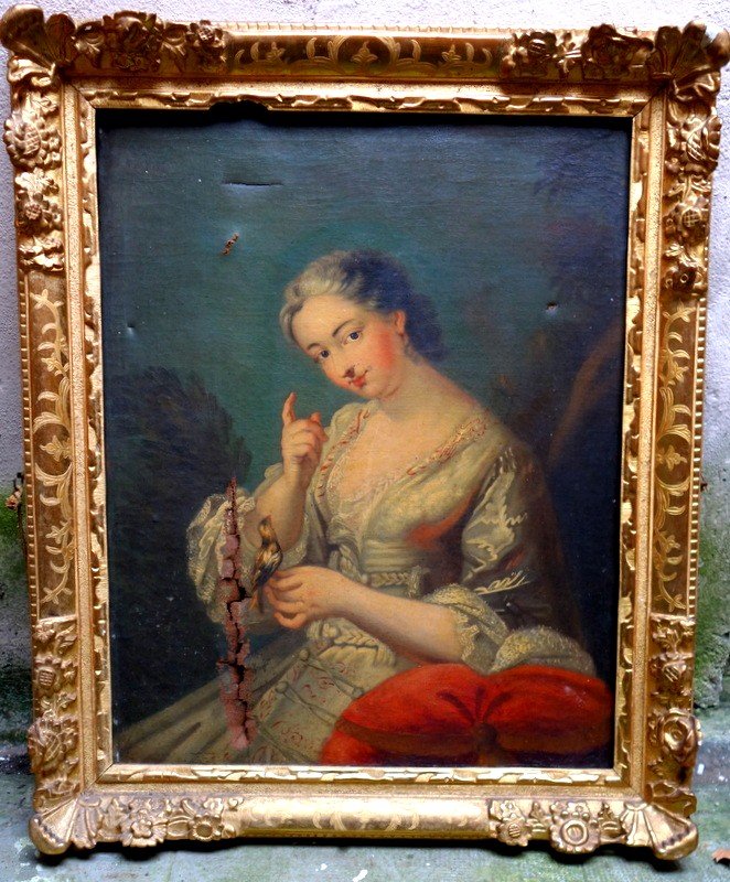 "young Woman At The Bird" French School 18th