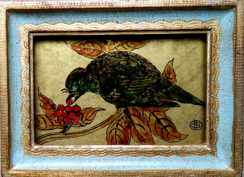 "exotic Bird" Fixed Under Glass, Héléne Gasset-ousset Circa 1950