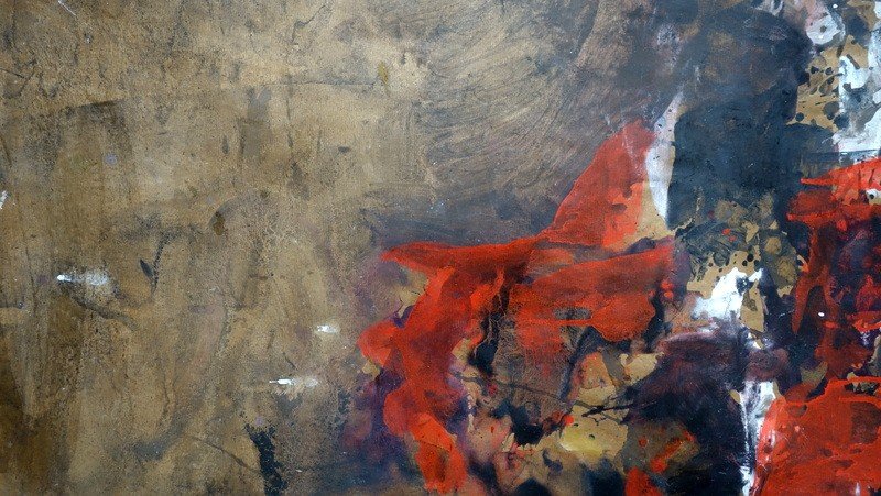 "red Abstraction" By Batta Mihailovitch...paris 1958-photo-3