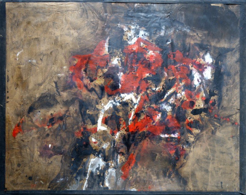 "red Abstraction" By Batta Mihailovitch...paris 1958