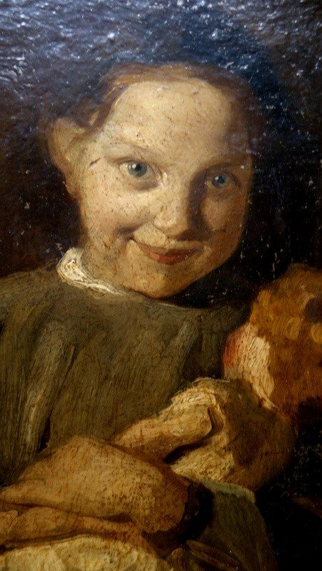 "girl With A Doll" ....french School Circa 1870-photo-3