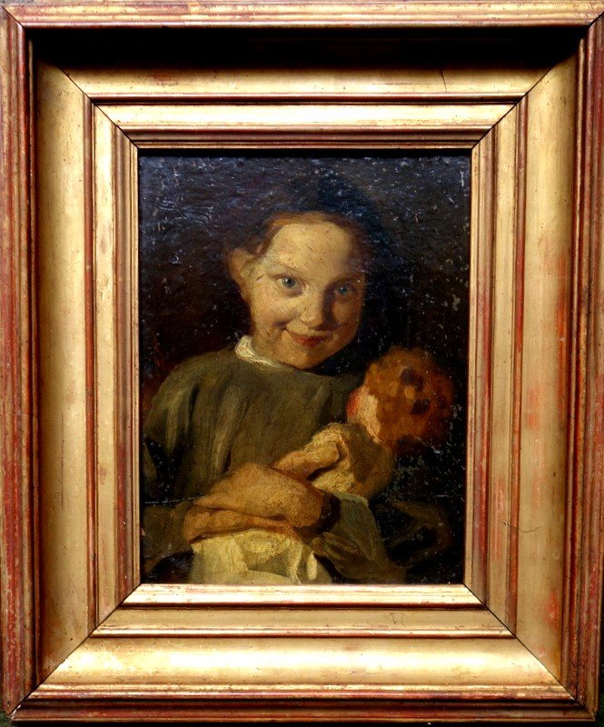 "girl With A Doll" ....french School Circa 1870