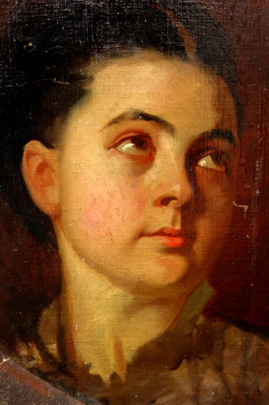 "PORTRAIT de JEUNE FILLE" Ecole Française vers 1870/80