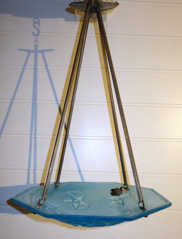 Art Deco "suspension" Or "chandeliers" Signed Degue Circa 1930-photo-4