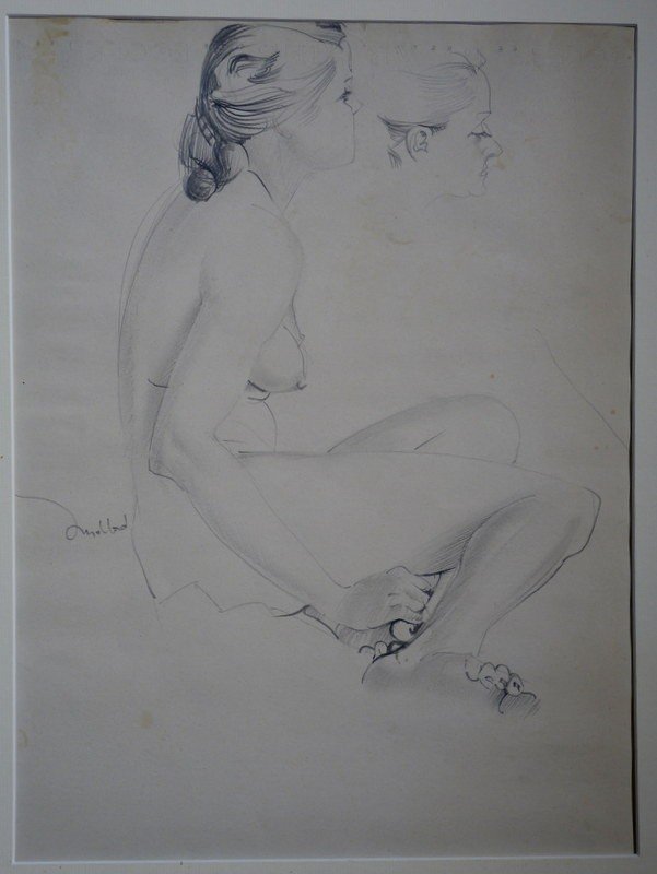 "Nu Assis" par Jean MABLORD vers 1960/70