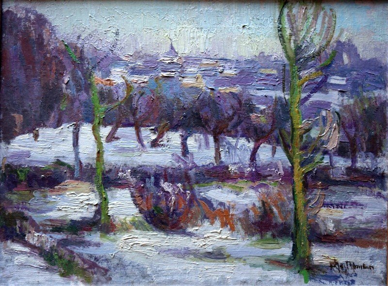 "Neige en Normandie" par Aline LE MOUTON vers 1920