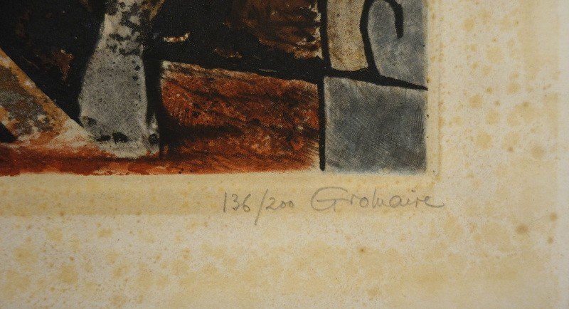 "La PIANISTE " 1928 Aquatinte Couleur par Marcel GROMAIRE -photo-2