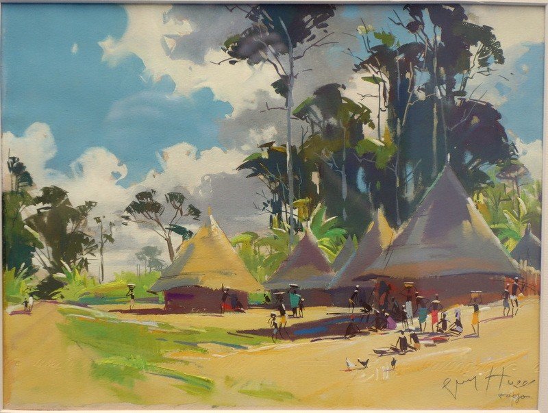 "AFRICAINES AU VILLAGE" par Guy HUZE ....TOGO vers 1950-photo-2