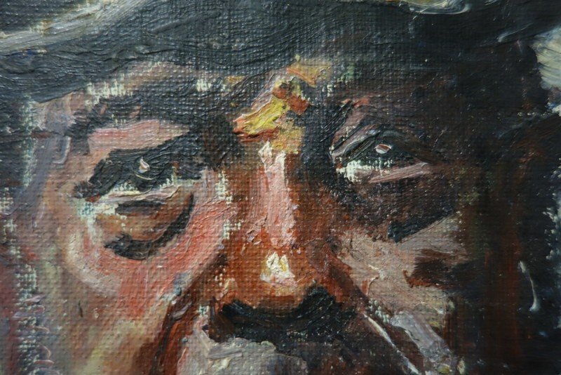"self Portrait" Oil On Canvas A.burger (att)-photo-4
