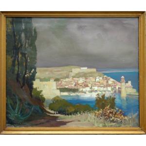 "COLLIOURE Temps d'ORAGE" par Jean MAREC vers 1950/60