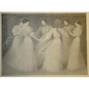 "La RONDE " Lithographie de Henri LE SIDANER ...1897