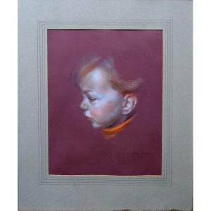 "portrait Of A Child" Pastel By Peter Wardle ...1984