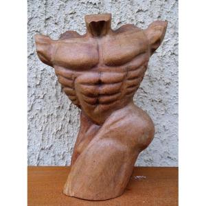 "the Naked Athlete" Wooden Sculpture Circa 1980/90