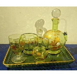 5 Eléments de "SERVICE a LIQUEUR" CRISTAL vers 1900, BACCARAT (?)