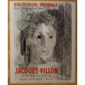 Affiche BIBLIOTHEQUE NATIONALE "Jacques VILLON"...1959 